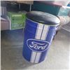 Image 2 : Metal Ford Trash Can Stool w/ Contents - Tapes, Light +
