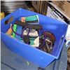 Image 1 : Blue Bin w/ Contents - Skipping Ropes, Cut Off Disks, Sockets Screwdrivers, Tools