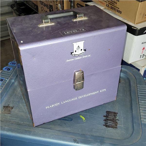Metal File Box w/ Contents - Holy Bible, Philips Tape Recorder in Case