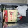 Image 2 : Grey Tote w/ Contents - Xmas Decor, Bag of Large Xmas Light Bulbs, Twin Size Sheet Sets