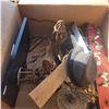 Image 2 : Box w/ Contents - Coat Racks, Lighted Ford Sign, Reindeer +