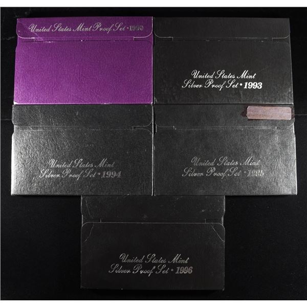 1990 US PROOF SET, 93-96 US SILVER PROOF SETS
