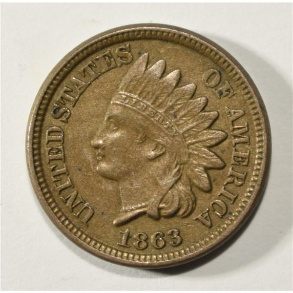 1863 INDIAN CENT XF/AU