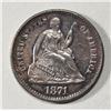 Image 1 : 1871 SEATED LIBERTY HALF DIME CH AU