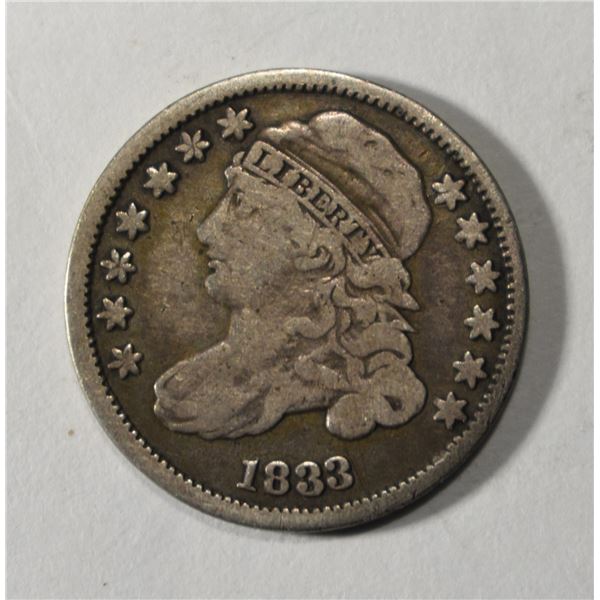 1833 BUST DIME FINE