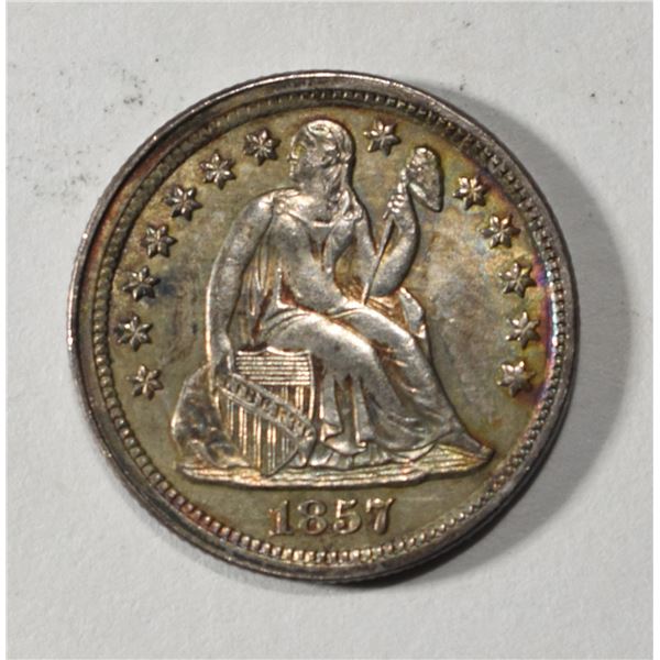 1857 SEATED LIBERTY DIME BU