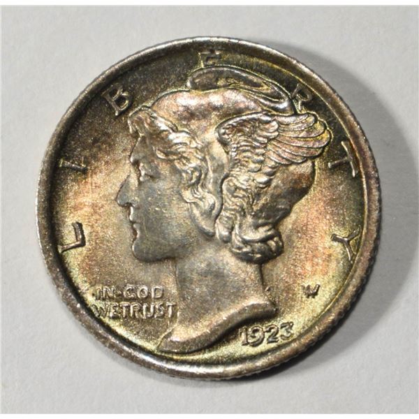 1923 MERCURY DIME GEM BU FULL BANDS