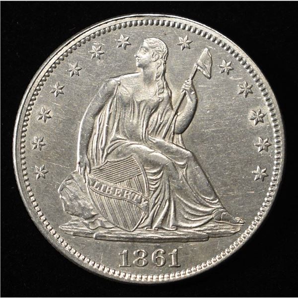 1861 SEATED LIBERTY HALF DOLLAR AU/BU