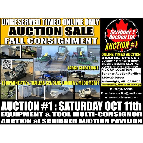 UNRESERVED FALL EQUIPMENT - TOOL - SURPLUS : October 11th & 12th ~ ONLINE TIMED