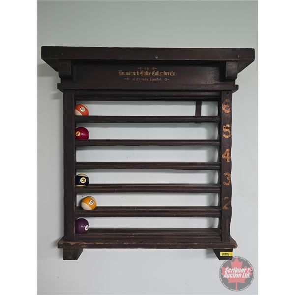 Wooden Ball Holder : Brunswick Balke Collender Co. (Balls Not Included) (Approx Measures : 3Ft H x 2