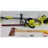 Image 3 : Ryobi Hedge Trimmer & Power Brush Cordless 18V (No Battery & Charger) c/w Garant Axe (Longest Measur
