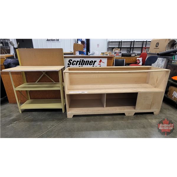 Work Bench & Plywood Cabinet w/No Top (Cabinet Measures : 34-1/2"H x 70-1/2"W x 22-1/2"D)  (Note: Th