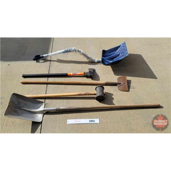 Long Handle Tools (5) : - Aluminum Square Shovel - Splitting Maul - Post Maul - Scraper - Snow Shove