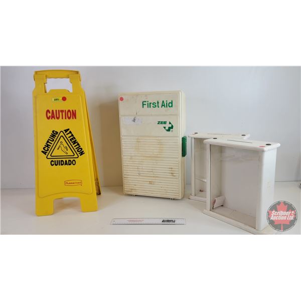 Industrial Combo :  - Wet Floor Sign (26"H) - First Aid Box - Visible Ballot Boxes (2)  (Note: This 