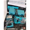 Image 8 : Makita Tools including Hand Saw, Drill, Flashlight & Quick/Driver Drill Set w/Metal Makita Case (9.6