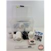 Image 1 : Plastic Tote w/ Variety of PVC Pipe Fitting (Tote Measures : 12"H x 21-1/2"W x 16"D)  (Note: This it