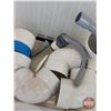 Image 8 : Plastic Tote w/ Variety of PVC Pipe Fitting (Tote Measures : 12"H x 21-1/2"W x 16"D)  (Note: This it