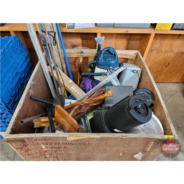 Wooden Crate Lot w/Large Variety of Home Decor & Household Used Products including Bed Frame, Blinds