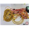 Image 2 : Tote Lot w/Extension Cords & Waterproof Socket Box (NOTE : Tote Has Hole) (Tote Measures : 13"H x 22