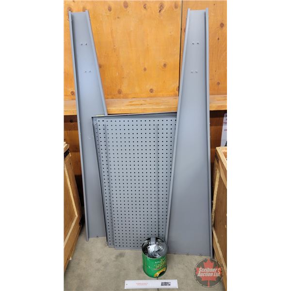 Metal Rolling Pegboard Cart (Not Assembled : Needs Bolts) (Measures : 62"H)  (Note: This item locate