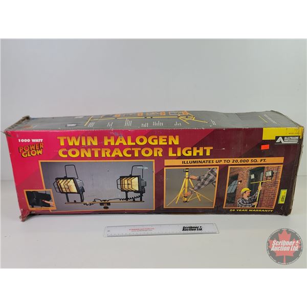 Power Glow Twin Halogen Contractor Light (NIB) (Box Measures : 8"H x 32"W x 11-1/2"D)  (Note: This i