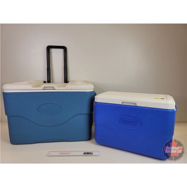 Coleman Coolers (2) (Largest Measures : 16"H x 24"W x 16"D)  (Note: This item located : 2209 - 23 St