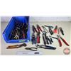 Image 1 : Tool Grouping in Blue Bin : (Variety : Tin Snips; Pliers; Nail Pullers) (Bin Measures: 8"H x 12"W x 