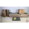 Image 1 : Grouping: Wood Ammo Crate; Wood Power Tool Box; Rubber Curb Ramp (Ammo Crate Measures: 9"H x 44"W x 