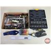 Image 1 : Tool Grouping/Combo: Variety of Torx & Hexbit Sockets ; Utility Knife; Level; Files; Mitre Square; e