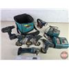 Image 1 : Makita 18v Tool Combo : - Flashlight - Drill - 1/4" Impacts (3) - Angle Grinder - Tool Bag