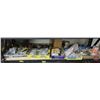 Image 1 : SHELF LOT : Hinges, Anti-freeze Testers, Drill Bits, Nails, Door Knobs, Combination Wrenches, etc