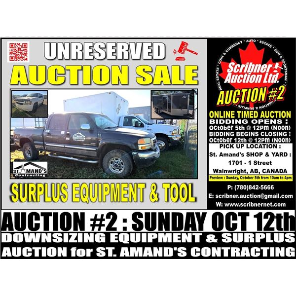 Auction Continues Tomorrow : Sunday Oct 12th : St. Amand's Contracting Surplus Tool & Equipment
