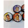 Image 6 : (6) Hockey Pucks: Giguere, Joseph, Theodore, Brodeur, Lalime, Belfour