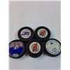 Image 2 : (5) Hockey Pucks: Winnipeg Jets, Milwaukee, NY Devils, Misc