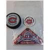 Image 2 : Montreal Canadiens Lot: Puck, Patch, Button/Pin