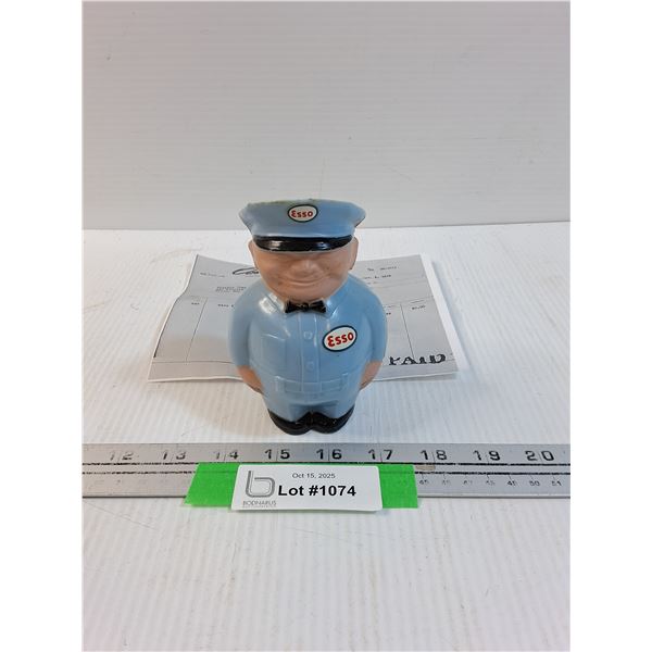Vintage Esso Coin Bank w/ Receipt - 5" Tall