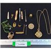 Image 1 : Lot: Avon Perfume Locket, Locks, Folding Knives, Tweezers, Pin, Ring, Misc