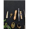 Image 5 : Lot: Avon Perfume Locket, Locks, Folding Knives, Tweezers, Pin, Ring, Misc