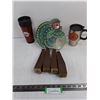 Image 1 : (2) Travel Mugs, "Turkey" Key Holder, Set of 4 Wooden Furniture Legs