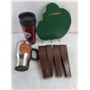 Image 2 : (2) Travel Mugs, "Turkey" Key Holder, Set of 4 Wooden Furniture Legs