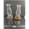 Image 1 : (2) Vintage Oil Lamps - Square Base Has Chip - PICK UP