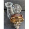 Image 3 : (2) Vintage Oil Lamps - Square Base Has Chip - PICK UP