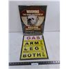 Image 1 : (2) Sealed Metal 12x15"/12.5x16" Wall Posters (Bulldog Security, Gas Prices)
