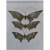 Image 2 : Set of 3 Brass Butterflies Wall Art - 1 Antenna Missing