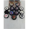 Image 3 : (9) Assorted Souvenir Hockey Pucks, (6) Foam Pucks