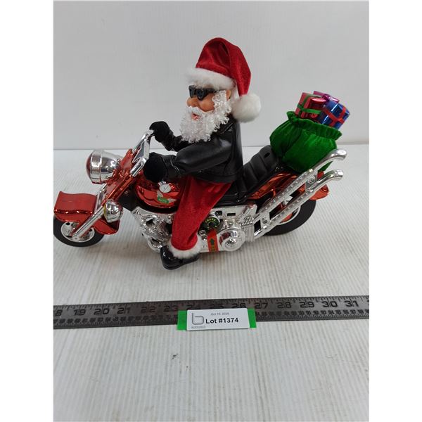 Musical "Born to Be Wild" Biker Santa Claus on Motorcycle - 13" Length