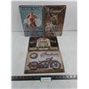 Image 1 : (4) Sealed Metal Wall Posters - 12" x 8" (Garage Rules, Man Cave, Busted Knuckle, Indian)