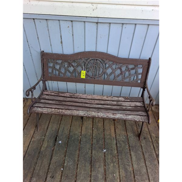 Wooden Park Bench w/Cast Iron Arms & Insert - 4' Width