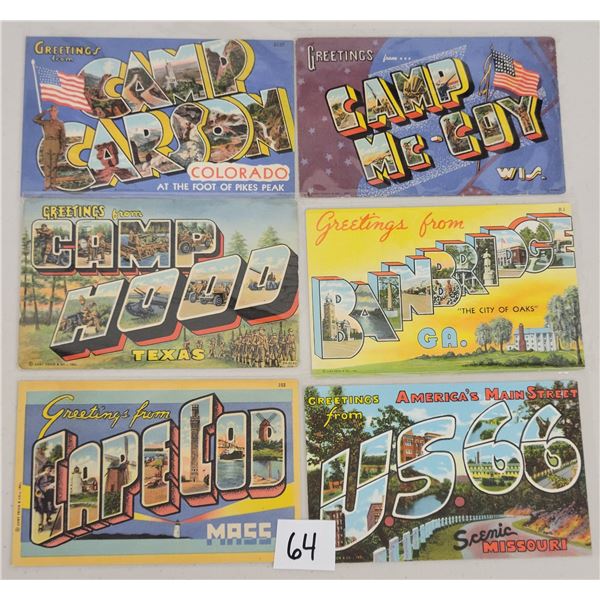Large Letter Linen Postcards 65+