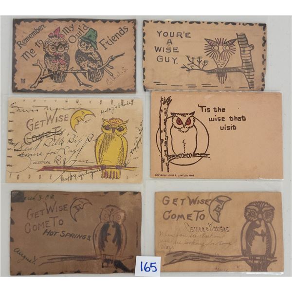 Novelty - Leather Bird Owl Postcards 10